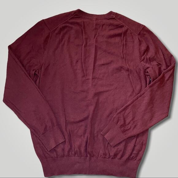 EDDIE BAUER COTTON / WOOL PREPPY V-NECK SWEATER MAROON - L - Picture 3 of 5